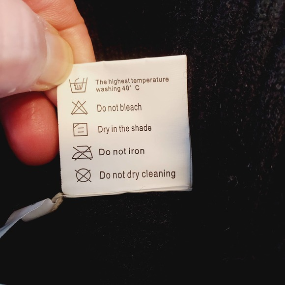 Avantlook Fringed Long Sleeve Cable knit Boho Crewneck Sweater Sz S Black Cozy - Picture 8 of 8